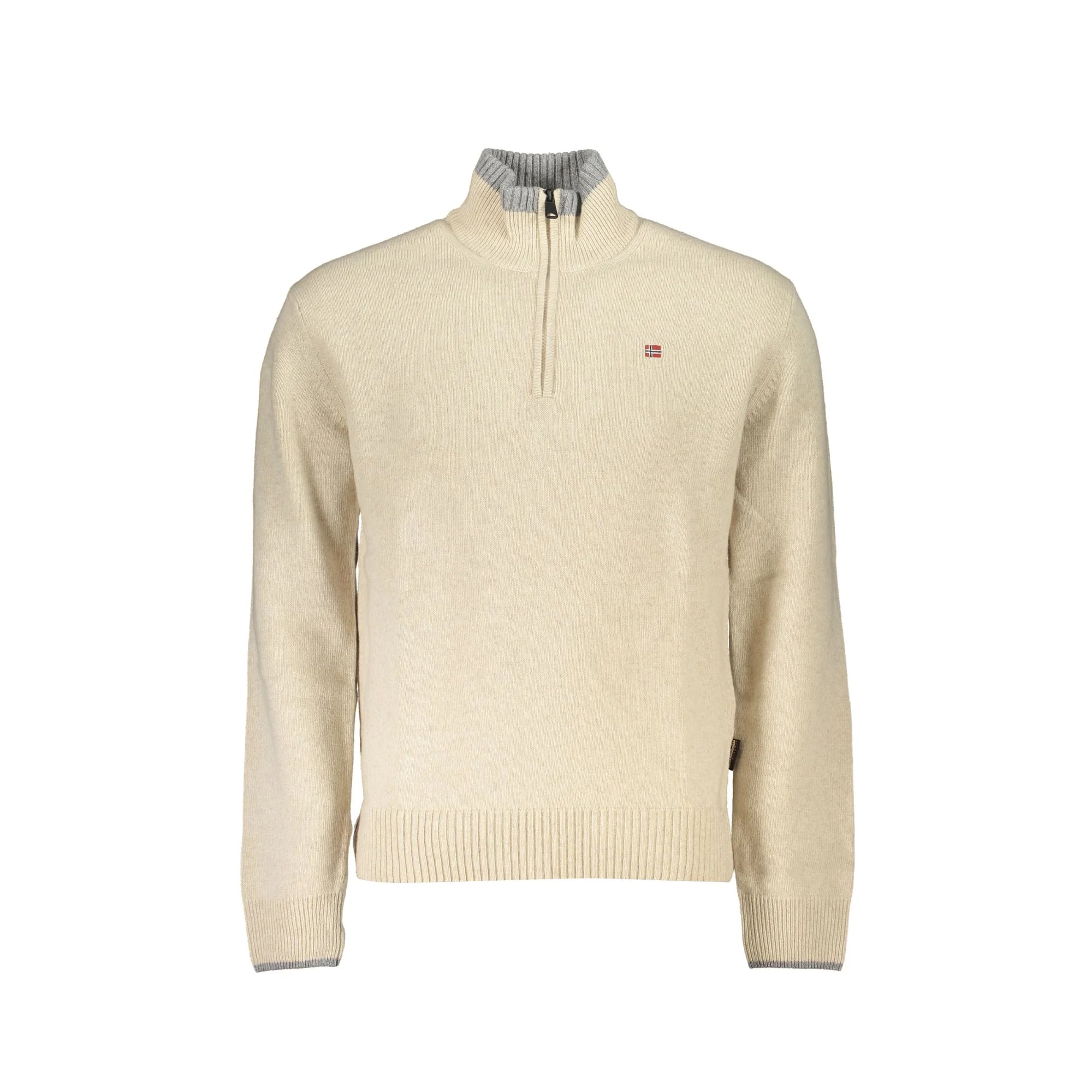 Napapijri Maglione Uomo Beige Mezza Zip Ricamo Maglie - foto prodotto
